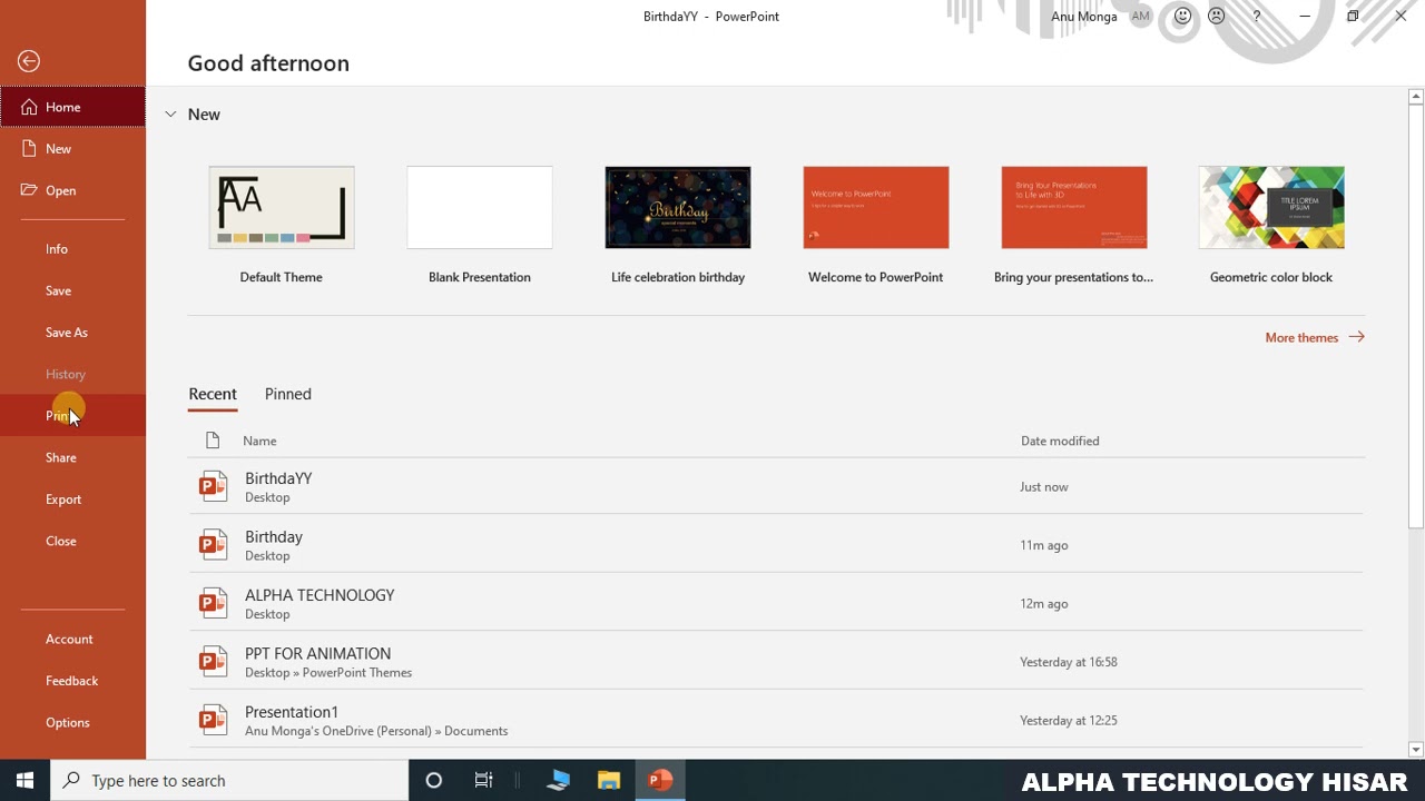 File Menu in PowerPoint 2019 in Hindi || By : Pooja Bhardwaj