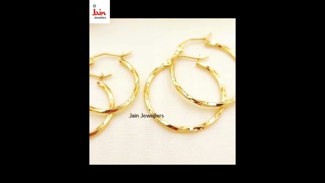 22 Kt Real Solid Gold Twisted Unique Versatile Huggie Hoop Earrings 30 to 40 MM