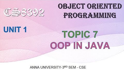 CS8392 - OBJECT ORIENTED PROGRAMMING - UNIT 1 - TOPIC 7 - OOP IN JAVA BY ABISHA