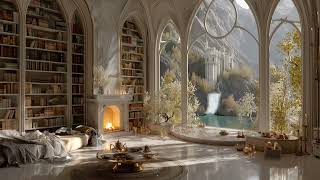 A Rivendell Dawn | Lord of the Rings | Cozy Fireplace Ambience for Reading, Relaxation, & Study