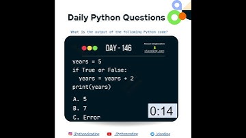 Python Coding challenge - Day 146 | What is the output of the following Python Code?  #codeing
