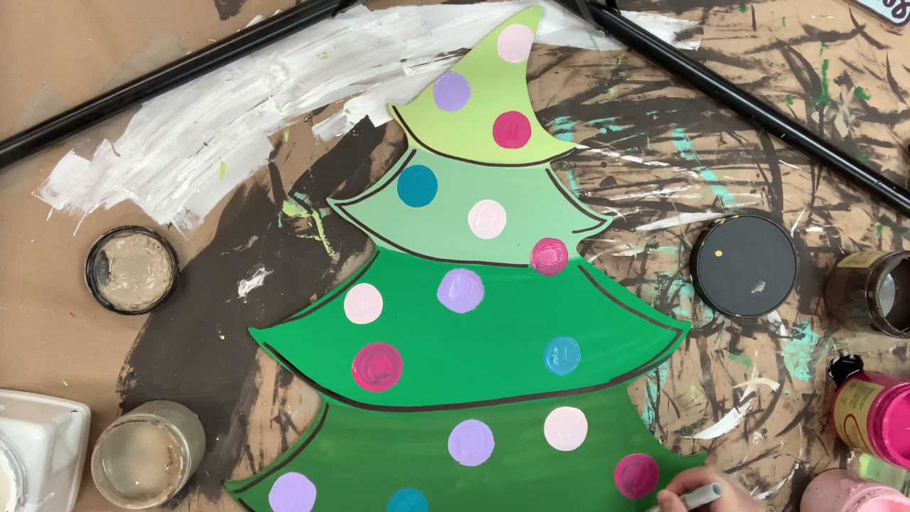 Whimsical Christmas Tree Wooden Craft Shape Painting Tutorial S1BB31
