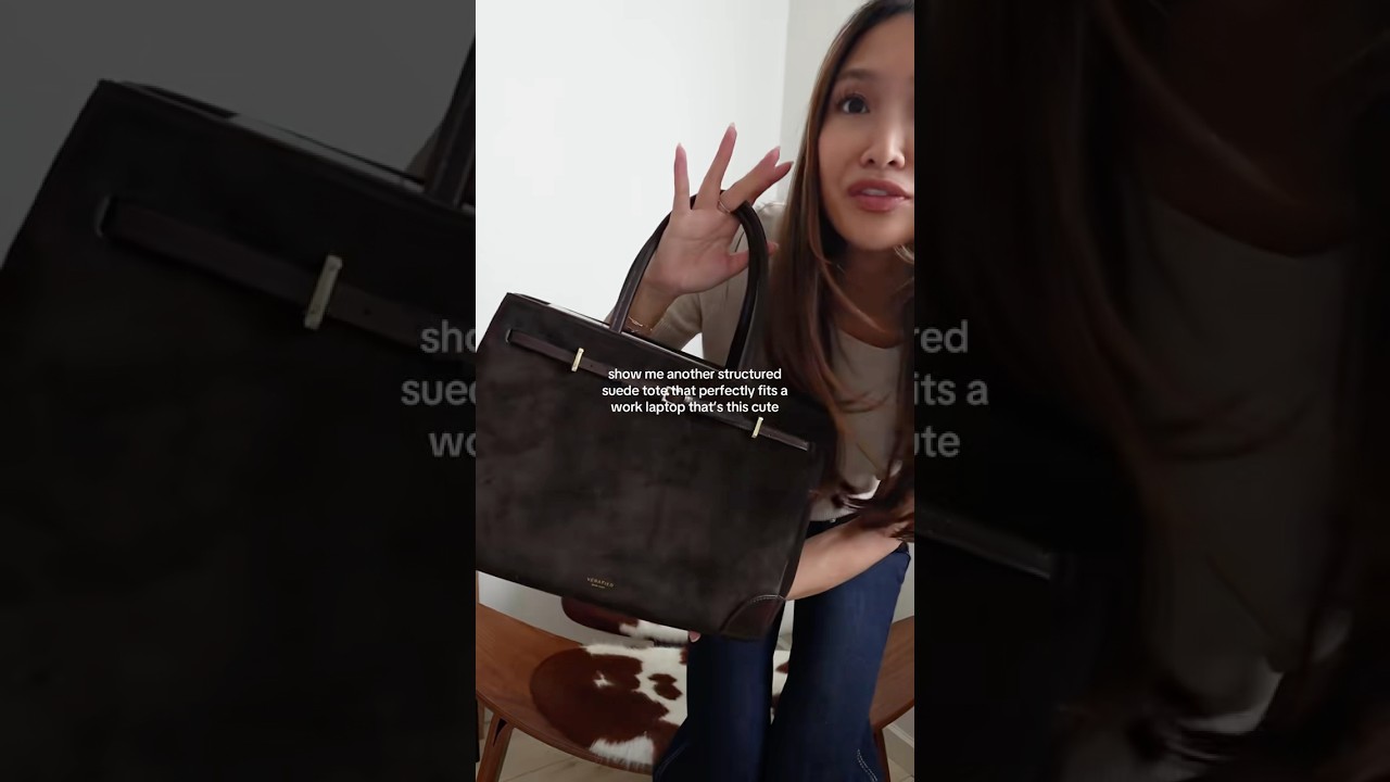 perfect brown laptop suede tote 