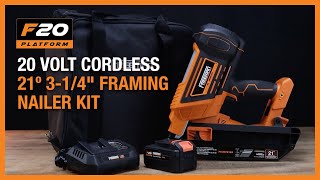 F20 PLATFORM Cordless 21º 3-1/4 Framing Nailer Kit | Freeman PE20V2183
