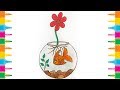 Learn how to draw a fish tank  fish tank drawing and coloring for kids