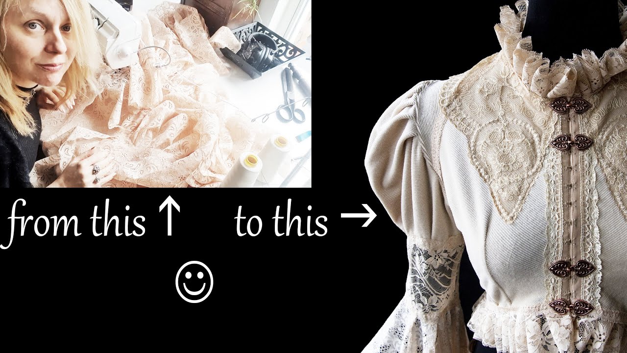 I made this two piece gown (with antique collar)