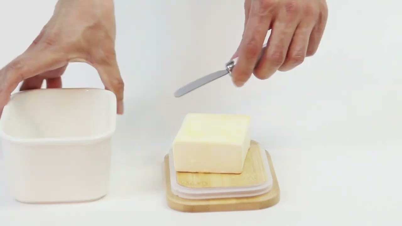 Butterdose Keramik mit Holzdeckel , 250g Butter Aufbewahrung