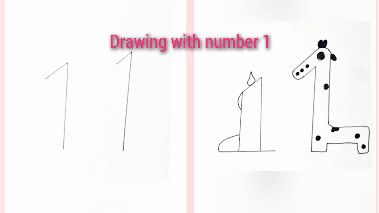 How To Turn 1 Into Giraffe & candle | Learn to draw Giraffe & candle using number - 1