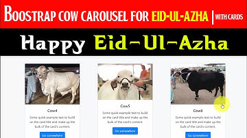 Eid-Ul-Azha Cow Cards On  eid With Boostrap And Cards | Boostrap4 Carousel,Slider | Mudassir Shahzad