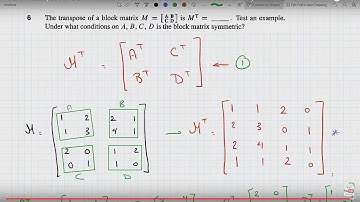 Find the transpose of a Block Matrix and conditions underwhich a block matrix Symmetric 2-7-6