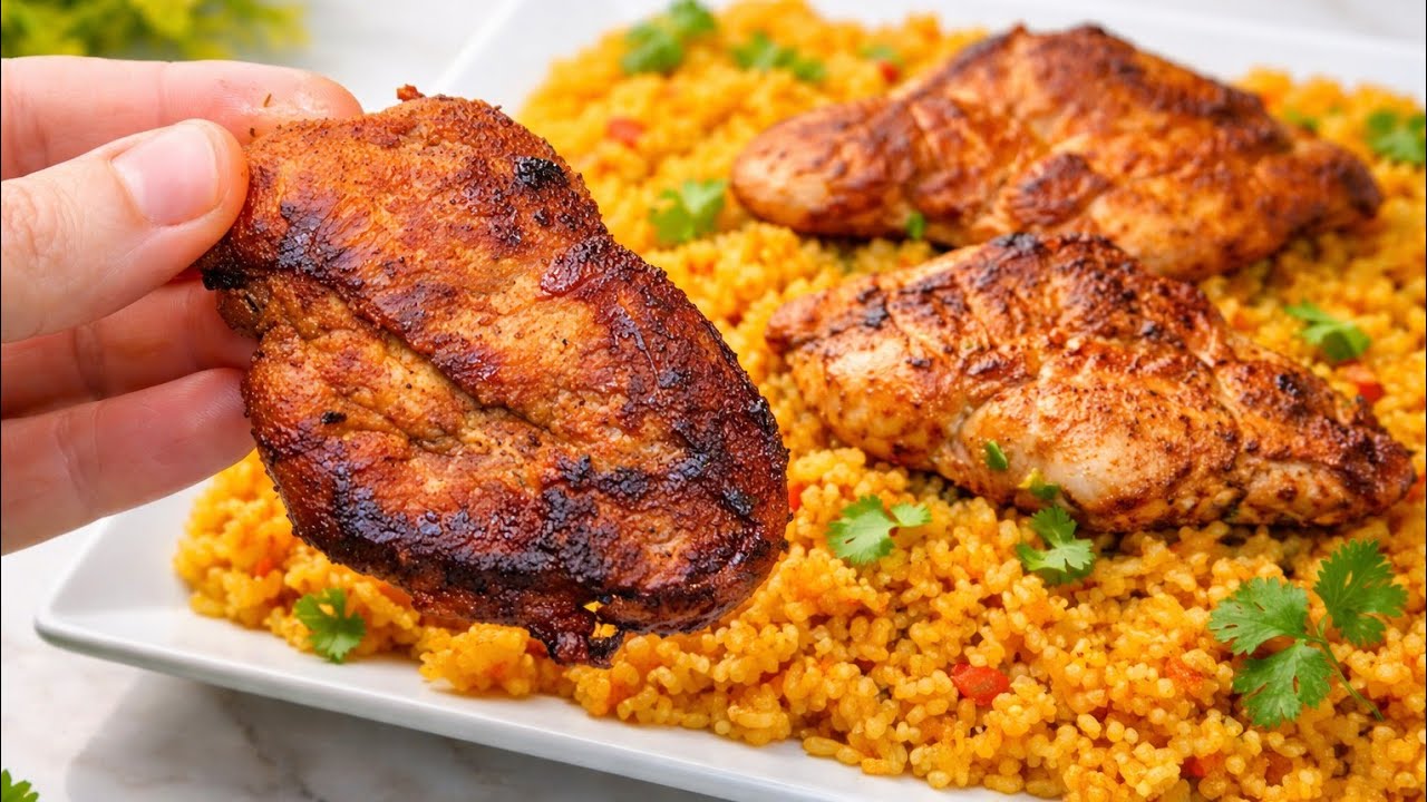 فطار رمضاني سهل وسريع ف دقايق هتحضريه ❗ البانيه المشوي بتتبيلة المطاعم مع أرز أصفر لزوم العزومات