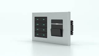 8-fold pushbutton with backlit text/symbols, proximity sensor and card holder for 2-fold plate