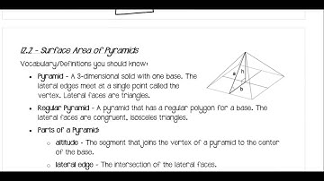 Geometry Honors Section 12.1 and 12.2 Video Notes