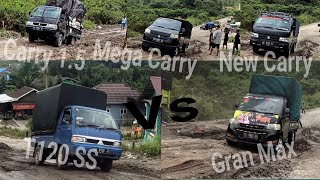 Carry 1.5 Vs Mega Carry Vs New Carry Vs Gran Max Vs Mitsubishi T 120ss Di Tanjakan lumpur