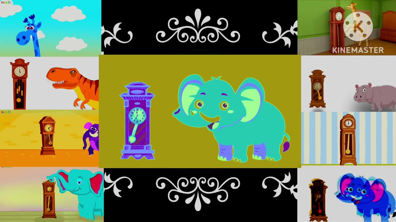 Hickory Dickory Dock 🐘🦓🦛||Zebra,Elephant and Hippo|| Thermogram Effects + Color Burn Blending