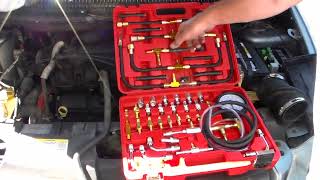 2005 Dodge Caravan fuel pressure test.  Betooll ProFuel 0-140 psi kit that works with easy adapter.