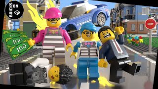 Ice Cream Bandits Bank Break-in ATM Robbery Money Truck Heist Lego City Police Stop Motion Animation