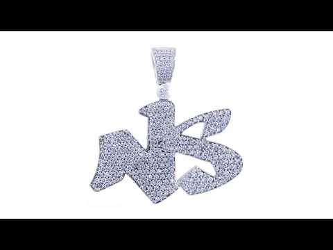NS Solid Gold Diamond Initials Pendant, 2 Inches PK2003W1 - YouTube