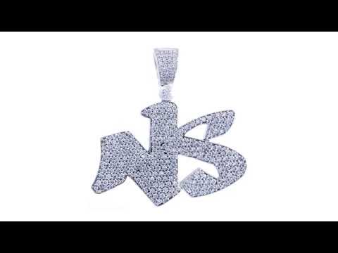NS Solid Gold Diamond Initials Pendant 