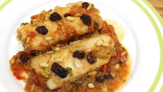 Bacallà De Quaresma Amb Panses I Pinyons