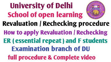 ER and Fail students Revaluation Rechecking | Examination branch of delhi university | #revaluation