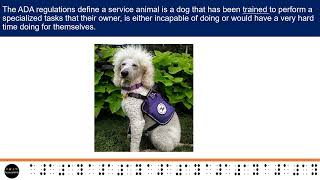 Laws Relating to Accessibility: Chapter Two: The ADA and Service Animals