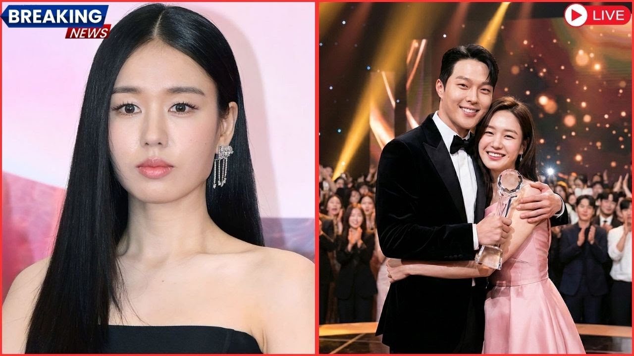 Jang Ki-yong tightly hugs Ahn Eun-jin while receiving the Best Couple Award — the entire hall erupts