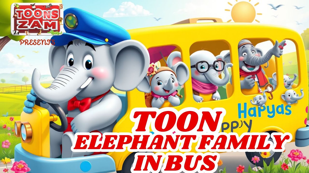 Elephant Family's Wheels on the Bus! | Fun Animal Nursery Rhyme 🚌🐘