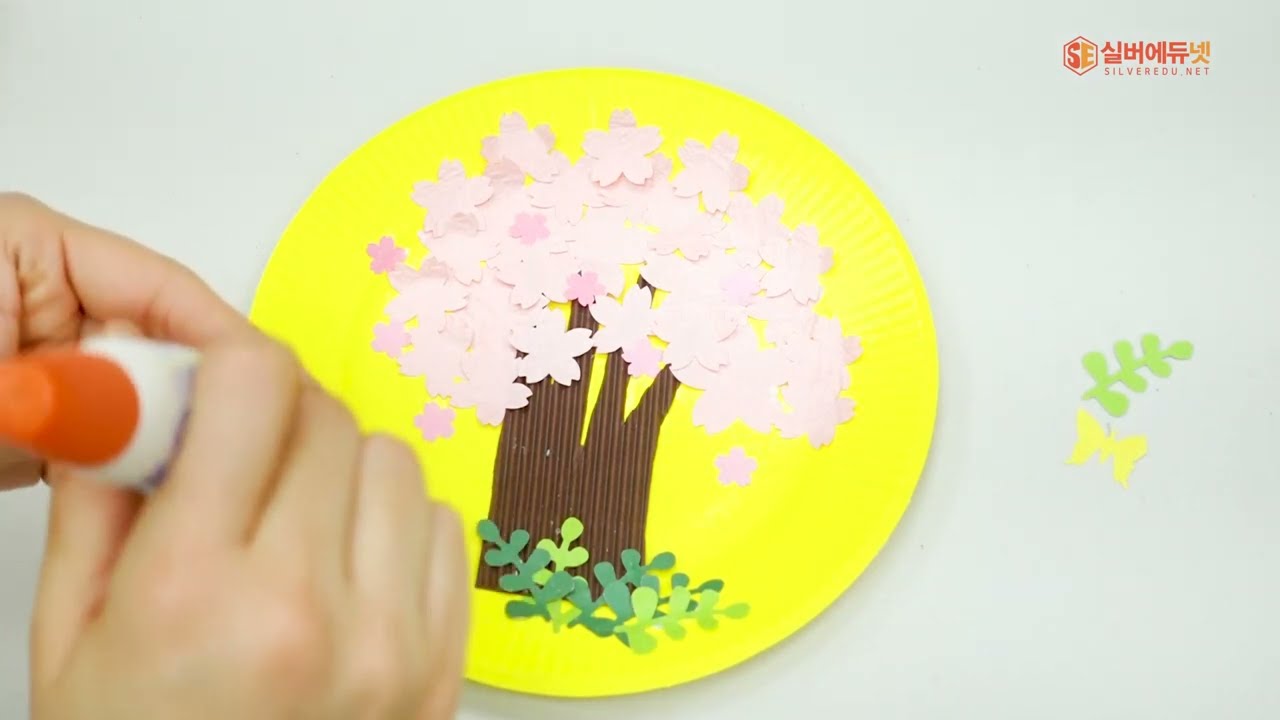 [ASMR] 종이접시 벚꽃 액자 따라 만들기 | 어르신 인지활동 프로그램 ㅣ봄만들기