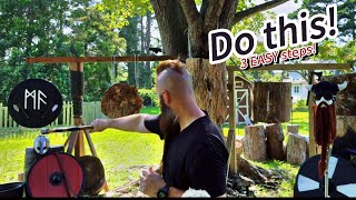 How I do a spinning back throw with an axe! Trick throws 101! 