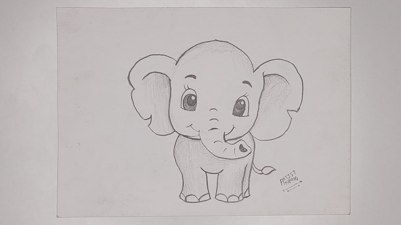Easy drawing ideas - How to draw a cute elephant step by step - Tutorial for beginners