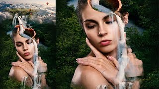Dream Girl Waterfall  Photoshop cc 2018 tutorial  Manipulation #GSFXMentor #gsfxmentor screenshot 5