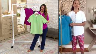Sport Savvy French Terry Eyelet Short Sleeve Shirt on QVC
