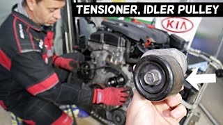 KIA OPTIMA SERPENTINE BELT TENSIONER PULLEY AND IDLER PULLEY REPLACEMENT REMOVAL