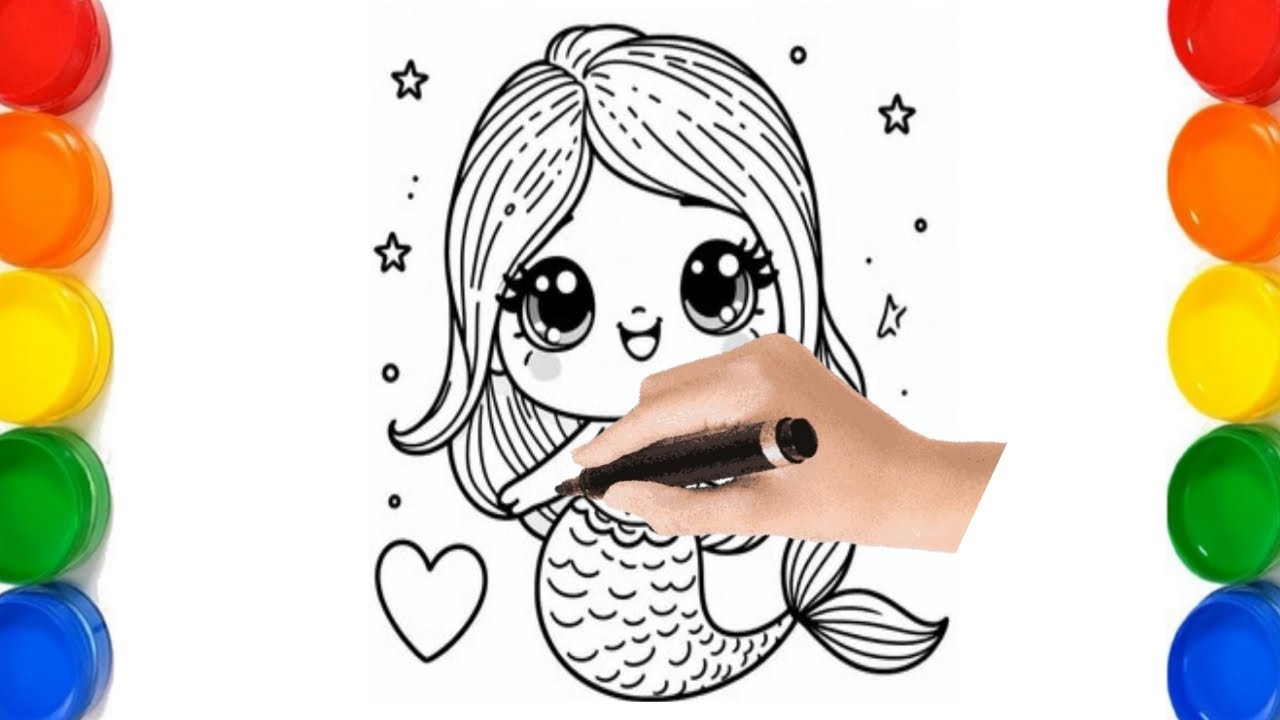 How to draw easy Mermaid girl for kids* Beautiful Mermaid drawing ...