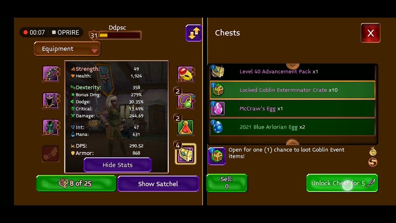 Arcane legends insane drop rate locks opening.