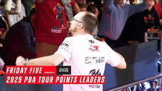 Friday Five presented by Dude Wipes - 2025 PBA Tour competition points leaders