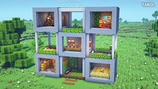 ⚒ Minecraft : How To Build a Stone Cube Survival House_마인크래프트 건축 : 돌 큐브 야생 집 만들기