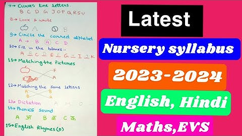 Nursery syllabus 2024-25/Nursery syllabus/Nursery class syllabus (worksheet) 2024-25