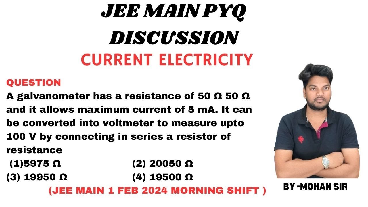 CURRENT ELECTRICITYJEE MAIN 2024 PYQ DISCUSSION MohanPhysicsAcademy YouTube