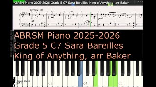 ABRSM Piano 2025 2026 Grade 5 C7 Sara Bareilles King of Anything, arr Baker