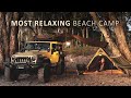 Relaxing SOLO Camping on the BEACH [ Cozy Tent shelter | Gentle Rain | Silent Nature Vlog | ASMR ]
