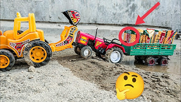 Diy tractor Stuck in mud with parle G Pulling mini JCB|| science project part 36||rv hacks||Cs toy
