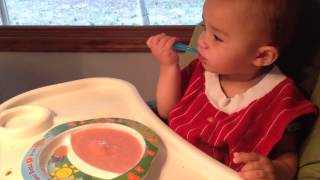 Javier Eating A Smoothie With A Spoon