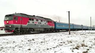Поезд с военной техникой. Поезда на железнодорожных переездах. Добруш-Гомель. Сборник Зима 2021-2022