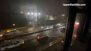 Driver Pushes Car Through Knee Deep Water on Flooded FDR Drive in New York City 090121