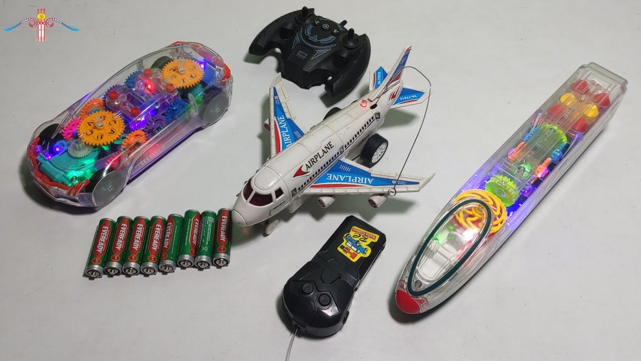 Radio Control Rc Airplane Unboxing And Testing/ Transparent Gear Light Train And Lighting Car/ Gadi