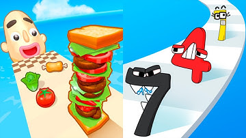 Sandwich Runner VS Merge Number Run - All Levels SpeedRun Gameplay Android iOS Ep1