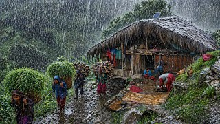 Real Nepali Mountain Village Life During the Rain | Most Peaceful And Relaxing Rural Life | 