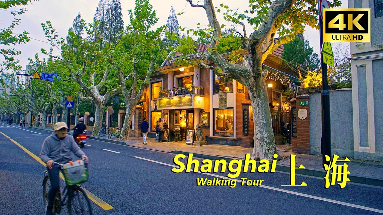 SHANGHAI NIGHT: Blue Hour Walk in French Concession | Nanchang Rd & Sinan Mansions POV
